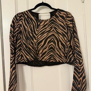 Zara Black and Brown Zebra Print Blouse
